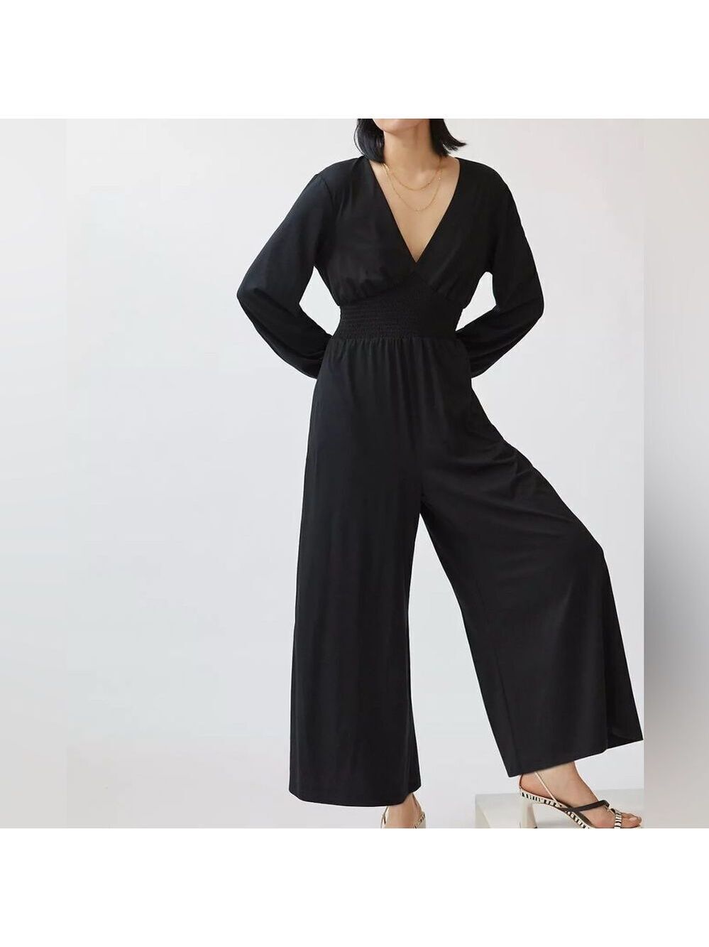 Anthropologie Hutch V-Neck Wide Leg Keyhole Jumpsuit L